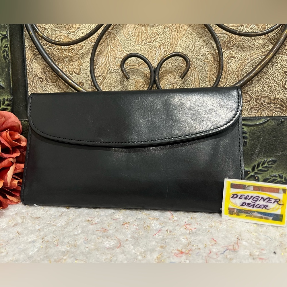 COACH Vintage Legacy Black Leather Trifold  Wallet EUC